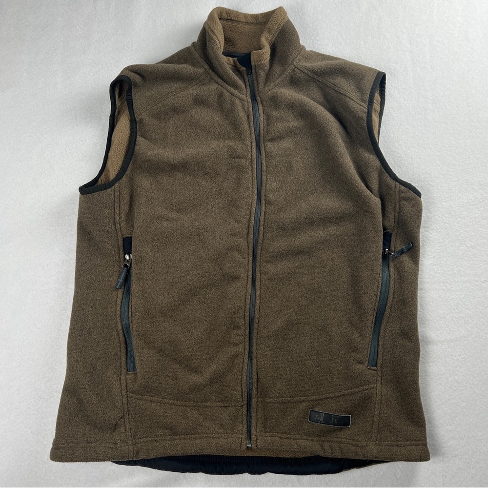 REI Men's Zip Up Fleece Vest Outdoor Brown Large